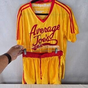 Dodgeball Average Joes Jersey and Shorts Set Yellow Red XL Costume Agent